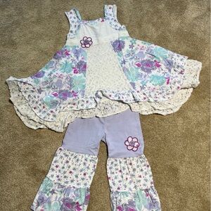 Naartjie Kids Floral Set - Lavender and Cream